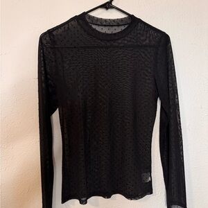 Black Mesh Long Sleeve Top